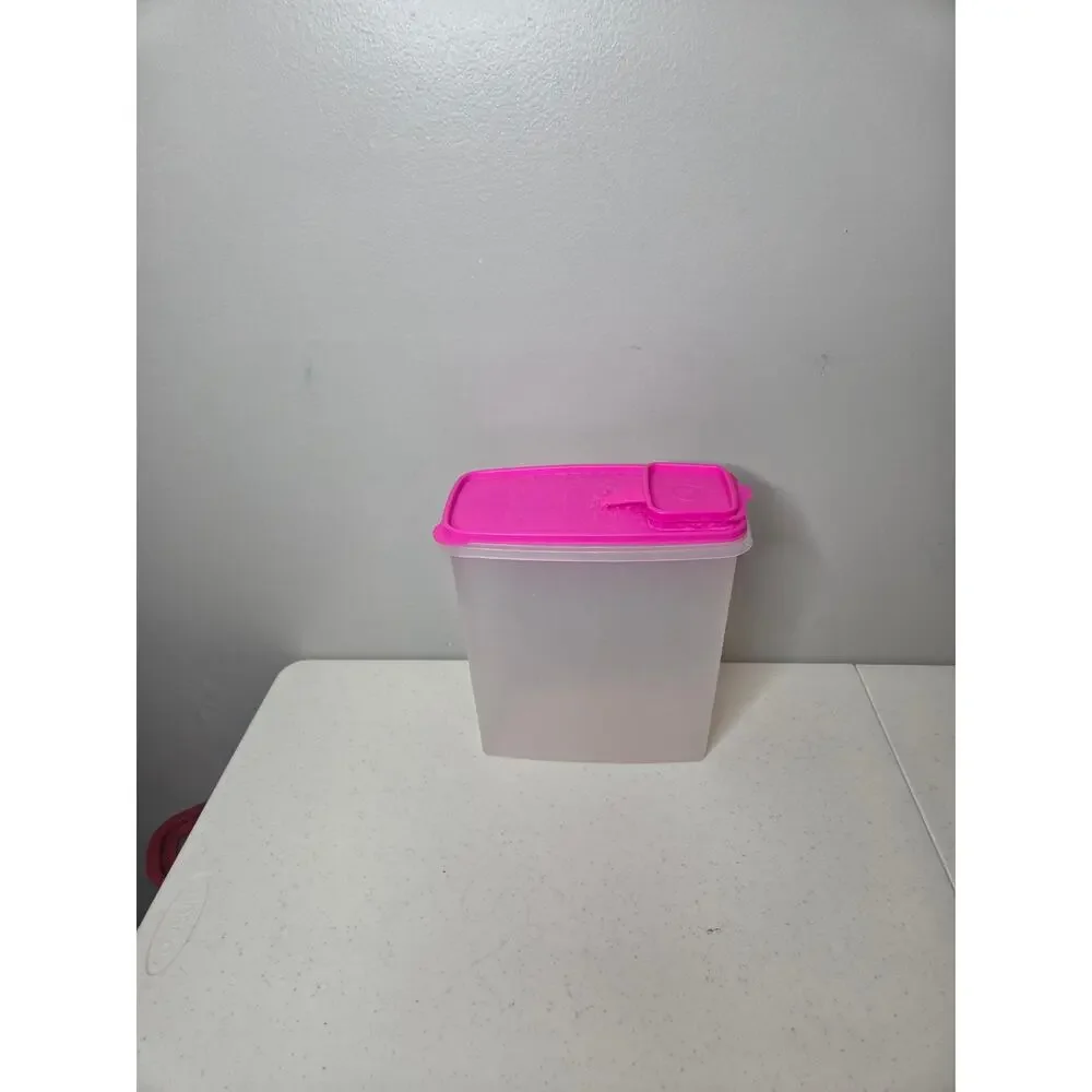 Tupperware Hot #5 Rectangle Keeper Hot Pink Flip Open Lid Storage Container